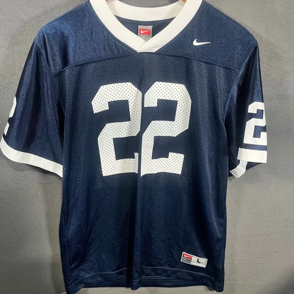 Nike Penn State Kids Navy Mesh Football Jersey #22 Size Large VTG Y2K